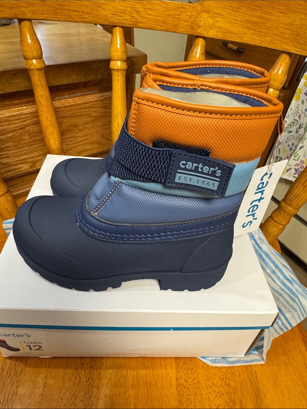 Carter's NWB Toddler Navy Multi SNOW BOOTS Winter Boots - Size 12